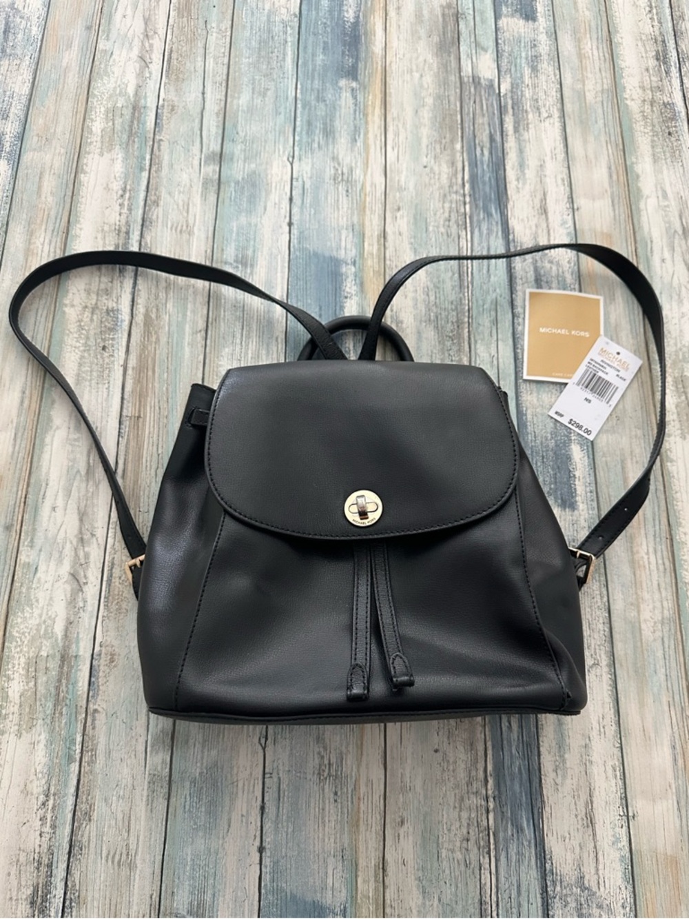 MICHAEL Michael Kors Leather Rivington MD Backpack Turn Lock 38T8XR6B2L Black